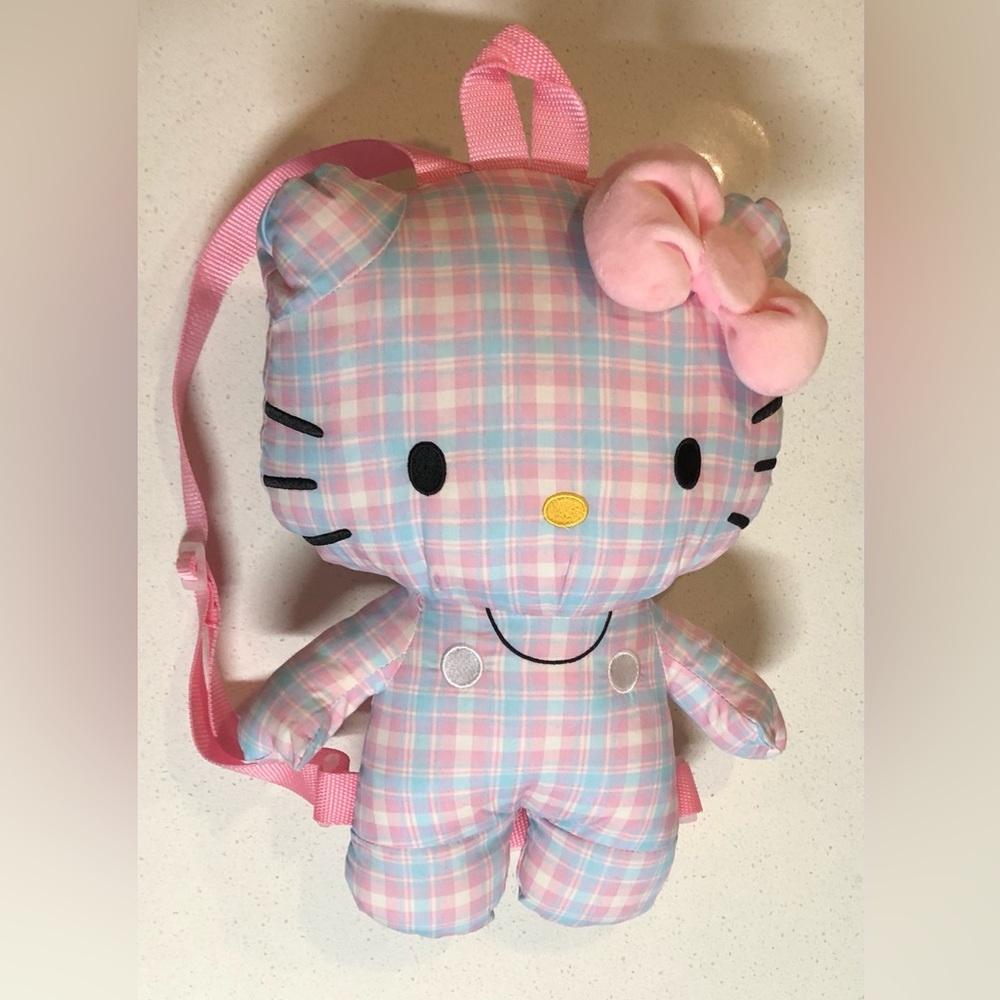 Hello Kitty Plaid Vinyl Plushie Backpack - Picture 8 of 8